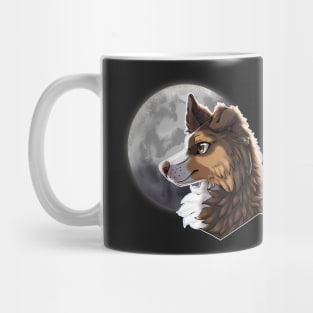 Tricolor Brown Border Collie with Night Sky Full Moon Mug